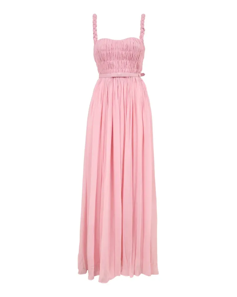 LEO LIN Gerafftes Kleid mit geflochtenen Trägern - Rosa Rosa