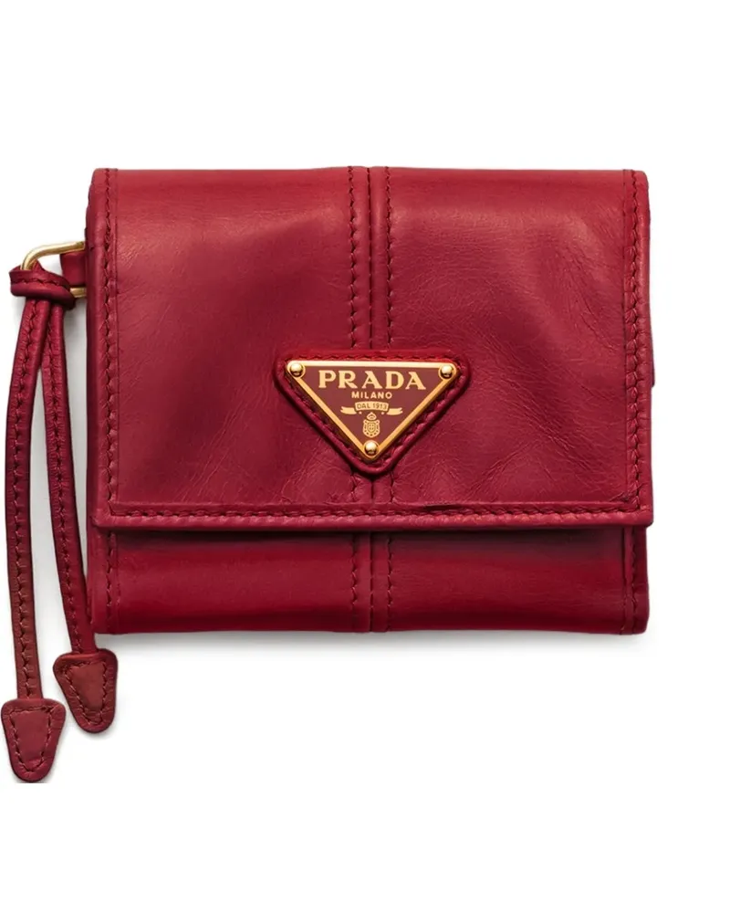 Prada Portemonnaie mit Logo-Schild - Rot Rot
