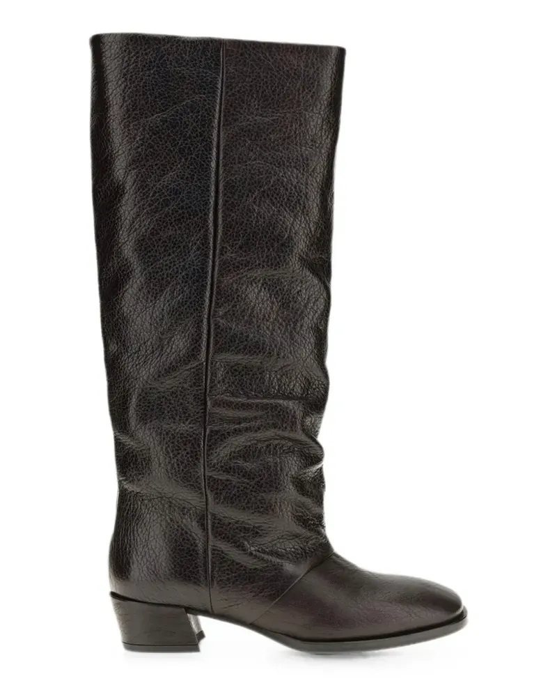 P.A.R.O.S.H. Kniehohe Stiefel aus gekörntem Leder - Braun Braun