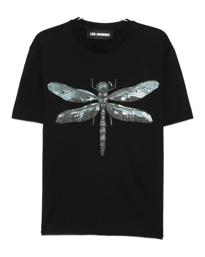 Les Hommes dragonfly-print T-shirt - Schwarz Schwarz