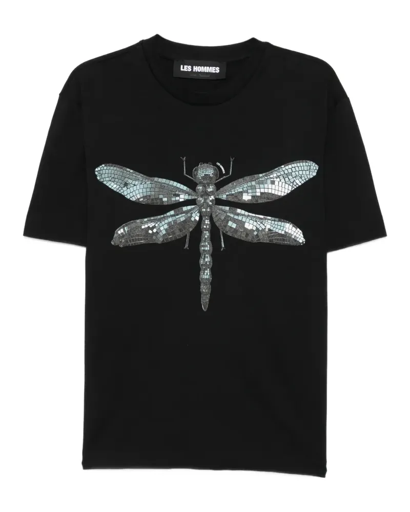 Les Hommes dragonfly-print T-shirt - Schwarz Schwarz