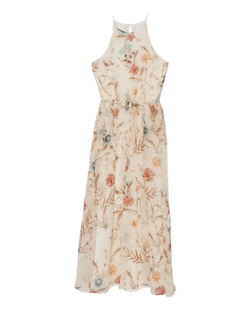 Eleventy Gebundenes Kleid mit Blumenprint - Nude Nude