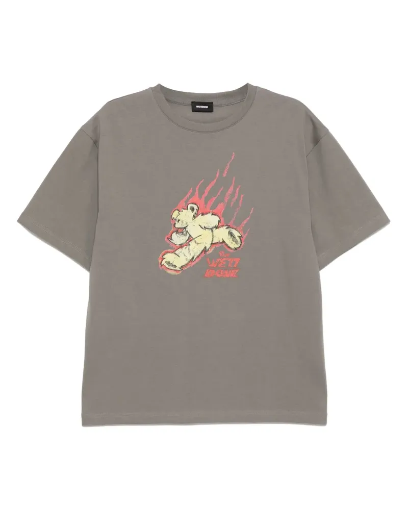 WE 11 DONE T-Shirt mit Run Flame Teddy-Print - Grau Grau