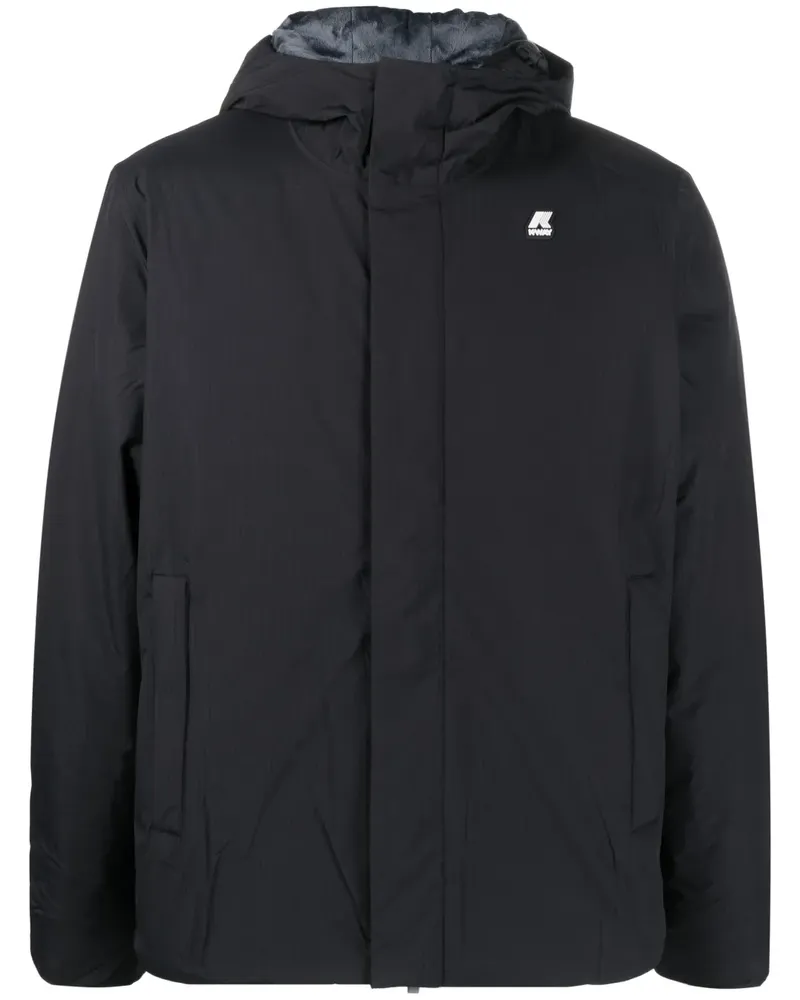 K-Way Gefütterte Jacke mit Logo-Patch - Schwarz Schwarz