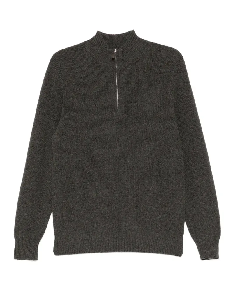 N.Peal Gerippter Pullover mit Reißverschluss - Grau Grau