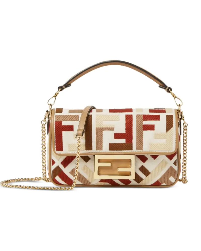 Fendi Mini Baguette Clutch mit FF - Nude Nude