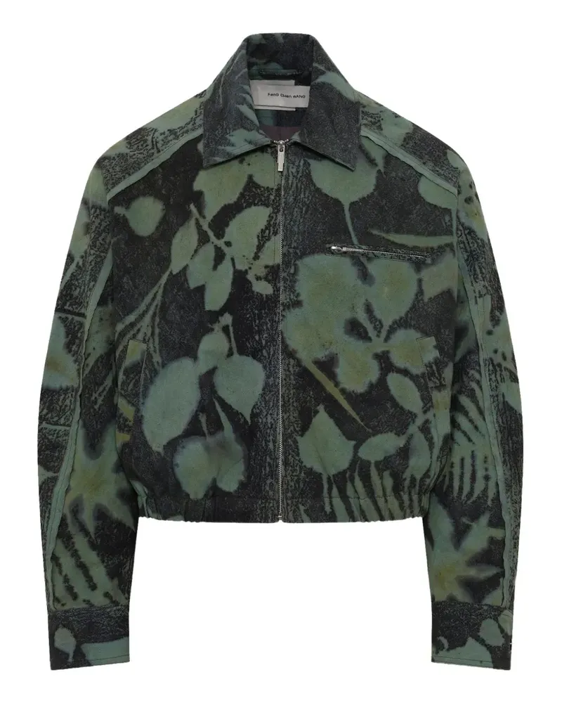 Feng Chen Wang plant-dye cropped bomber jacket - Grün Grün