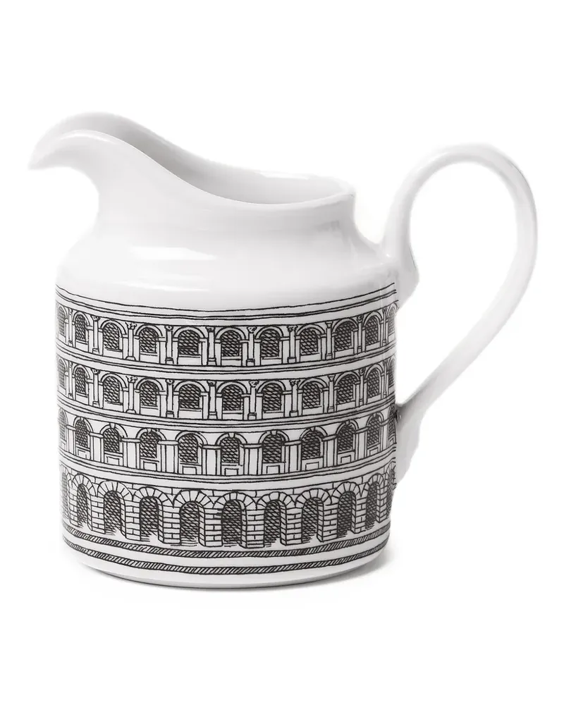 Fornasetti Kanne mit Print - Weiß Weiß