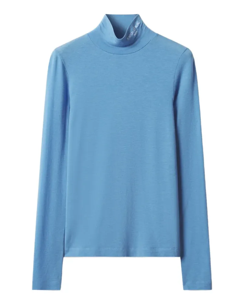 Kitsuné logo-print high-neck top - Blau Blau