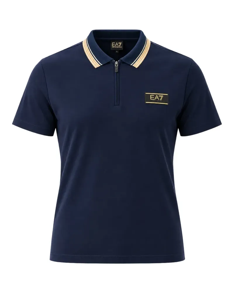 EA7 Ettore Poloshirt mit Logo-Patch - Blau Blau