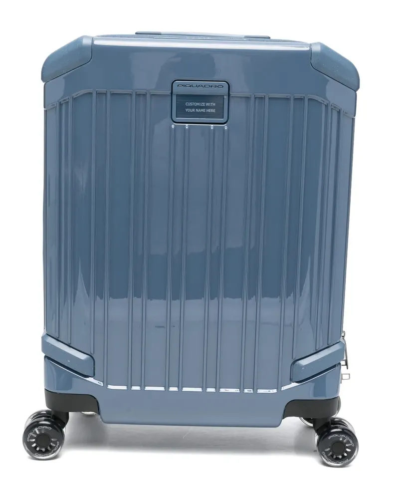 Piquadro Pop ribbed four-wheel cabin suitcase - Blau Blau