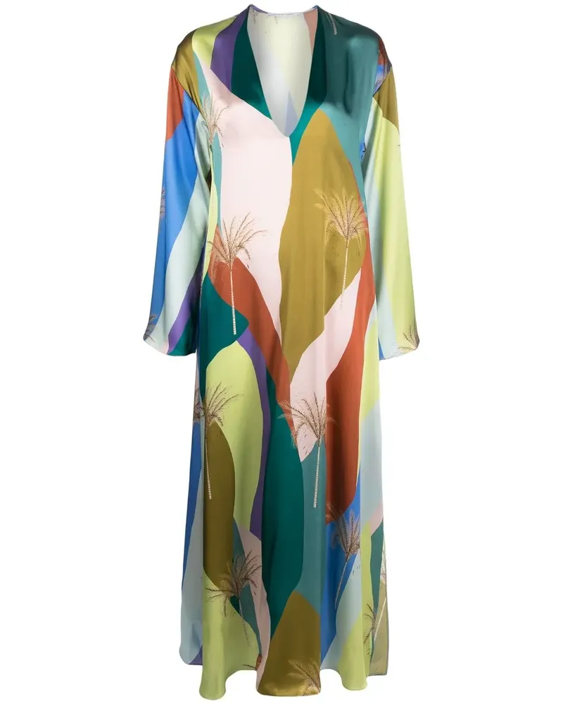 Raquel Diniz Maxikleid aus Seide mit Print - Blau Blau