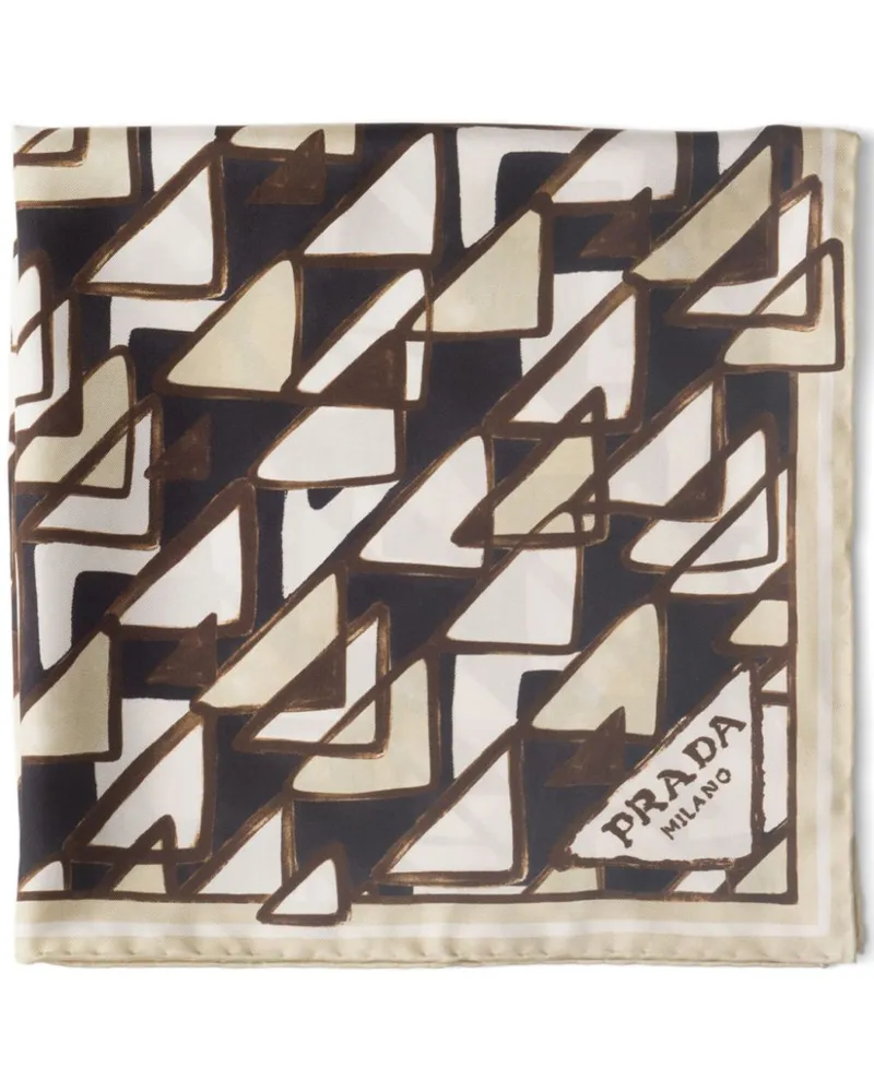 Prada Seidenschal mit geometrischem Print - Nude Nude