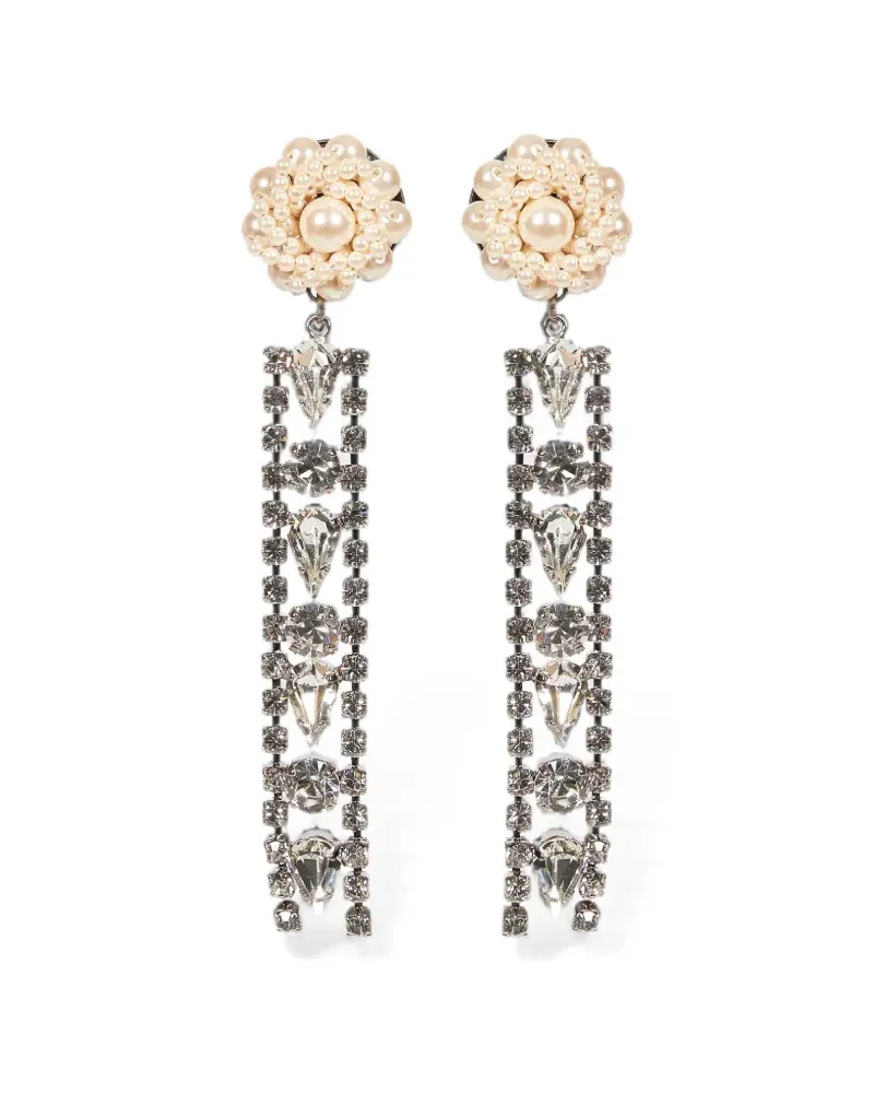 Alessandra Rich faux-pearl crystal-embellished earrings - Silber Silber