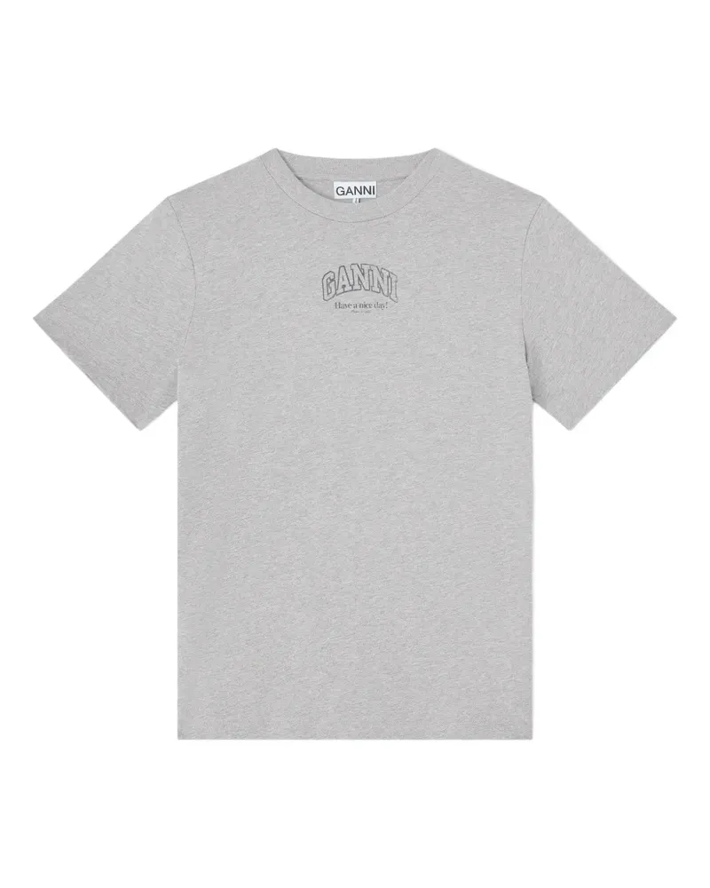 Ganni T-Shirt mit Logo - Grau Grau