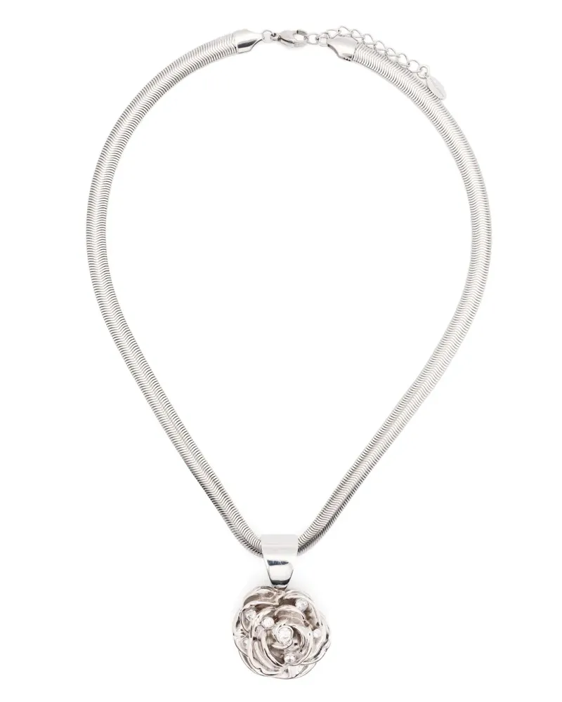 Magda Butrym Halskette mit Rosenanhänger - Silber Silber
