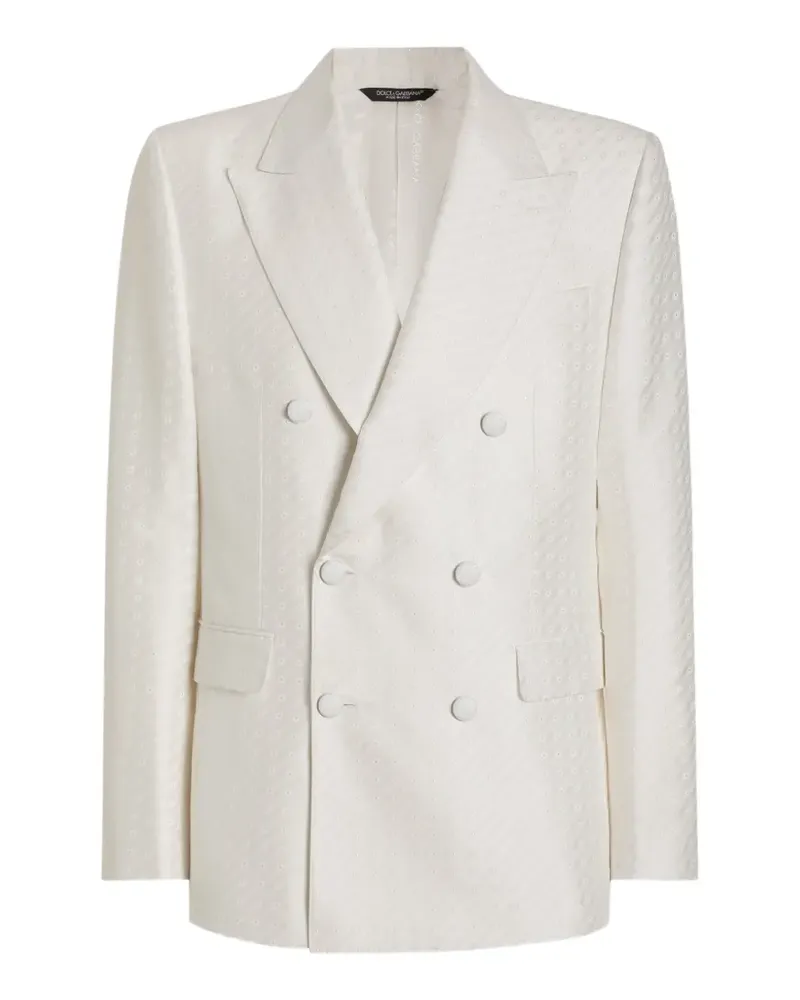 Dolce & Gabbana double-breasted Sicilia light jacquard jacket with micro pattern - Weiß Weiß