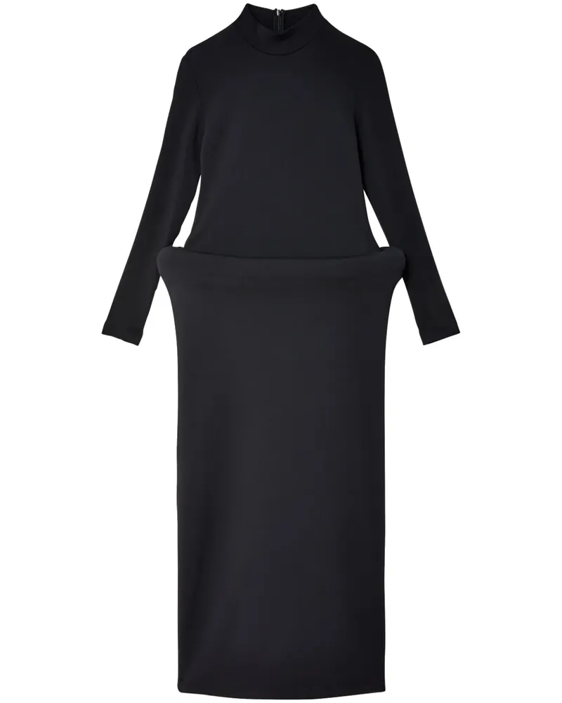 Melitta Baumeister Kleid mit Stehkragen - Schwarz Schwarz