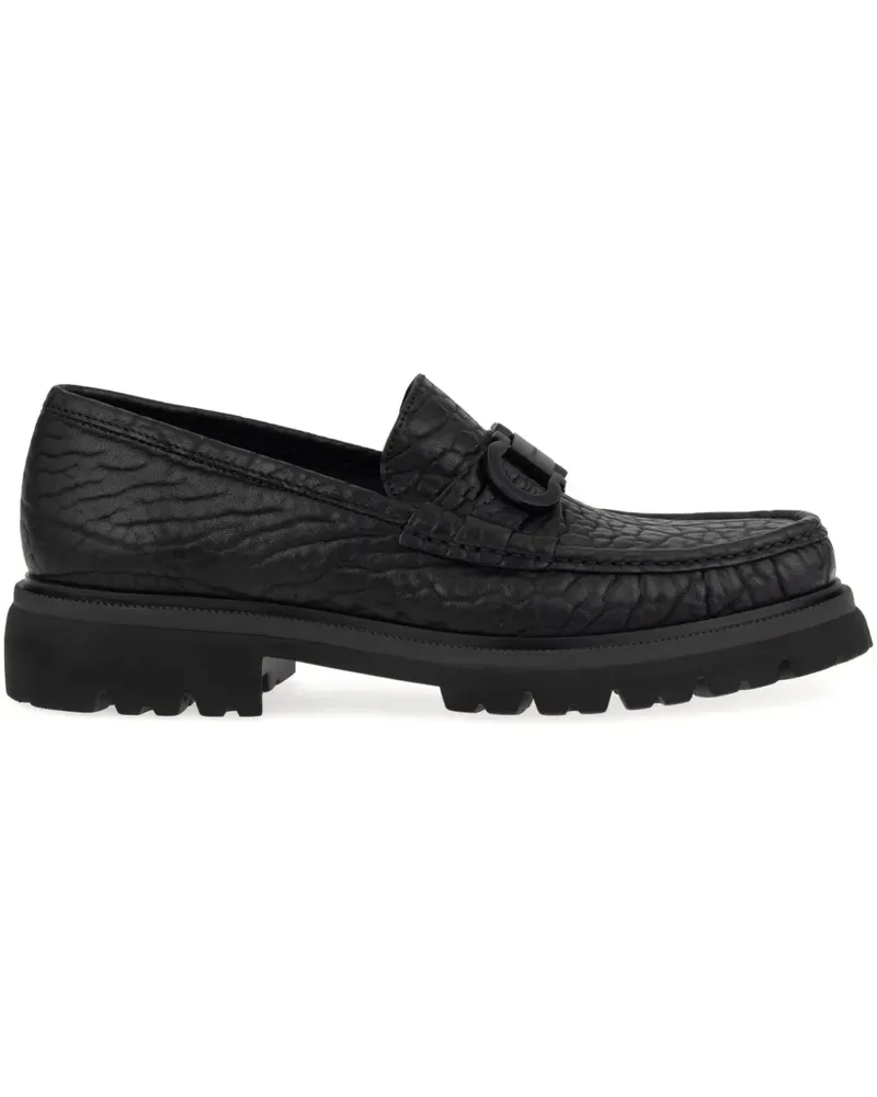 Ferragamo Strukturierte Loafer mit Schnallendetail - Schwarz Schwarz