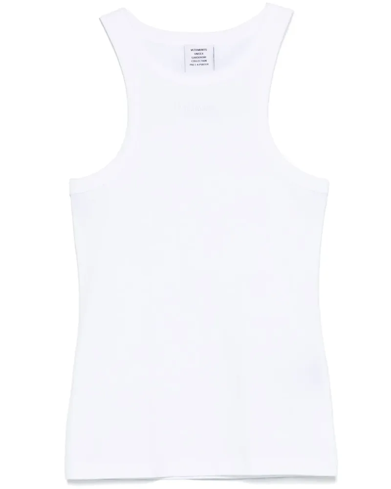 VETEMENTS Tanktop mit Logo-Stickerei - Weiß Weiß