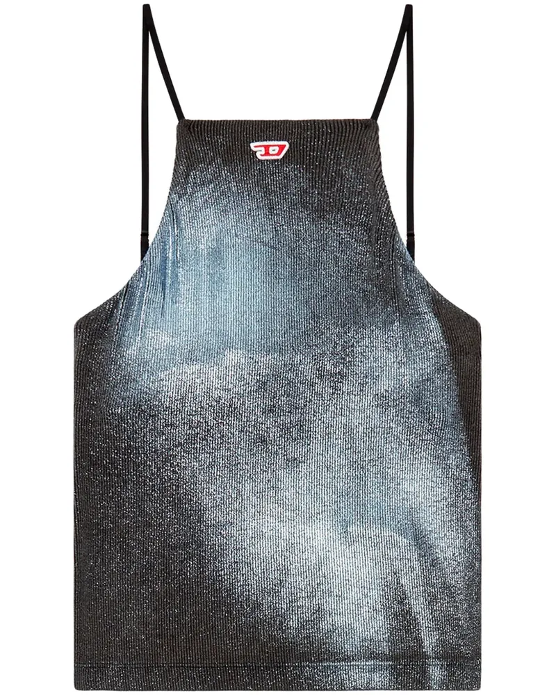 Diesel T-Wami Oberteil im Metallic-Look - Schwarz Schwarz