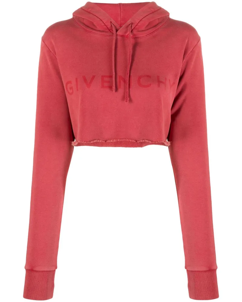 Givenchy Cropped-Hoodie mit Logo Rot