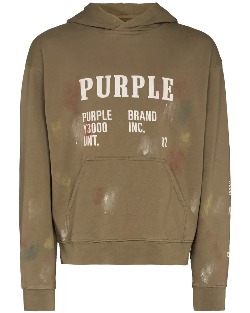 PURPLE BRAND Hoodie mit Logo-Print - Grün Grün