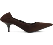 Spitze Ruches Kitten-Heel-Pumps 55mm - Braun