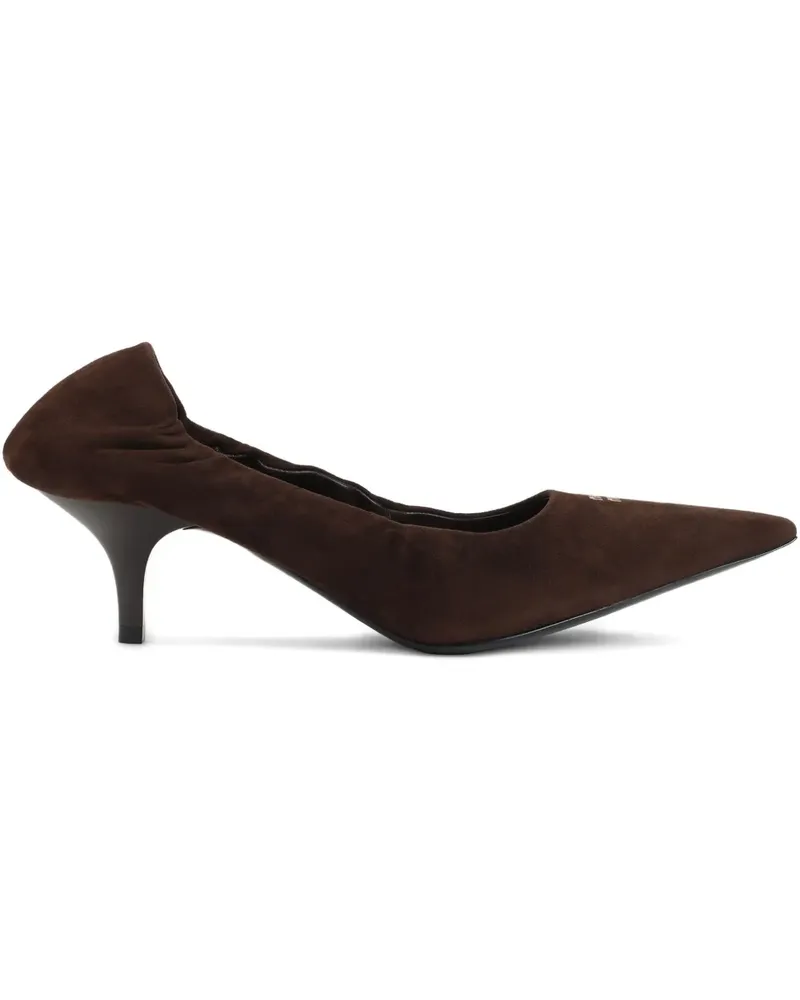 Miu Miu Spitze Ruches Kitten-Heel-Pumps 55mm - Braun Braun
