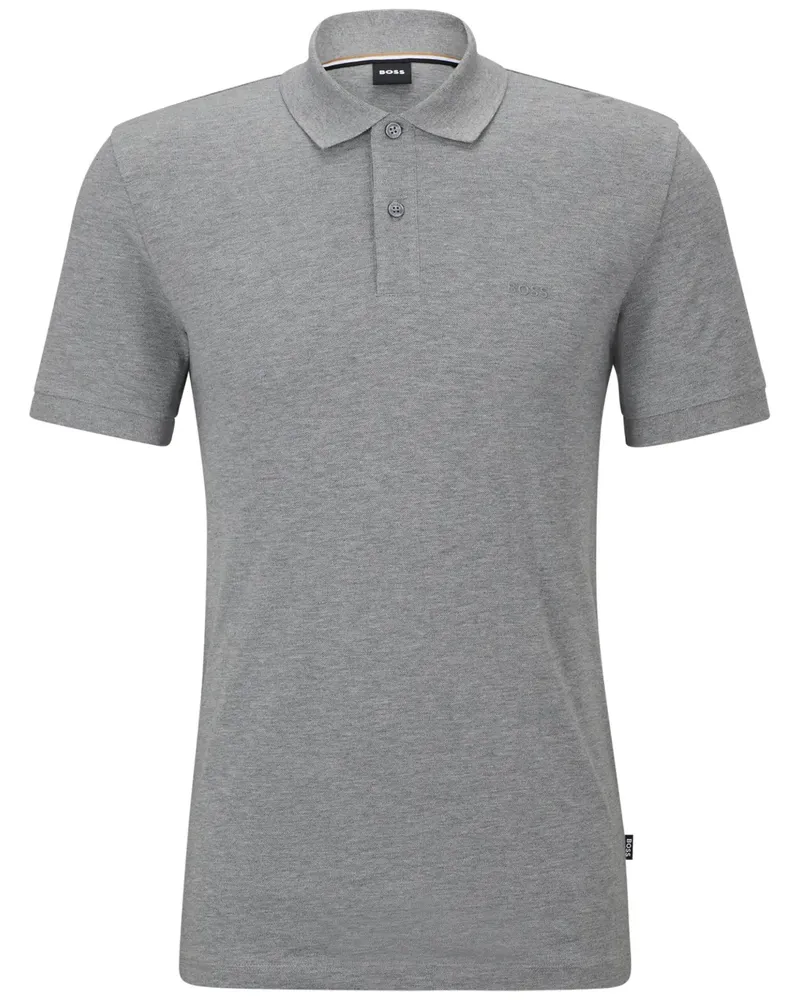 HUGO BOSS Meliertes Poloshirt aus Bio-Baumwolle - Grau Grau