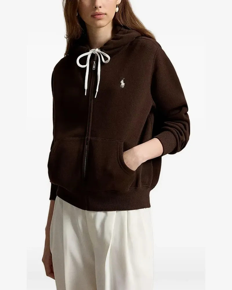 Ralph Lauren logo-embroidered zip-up hoodie - Braun Braun