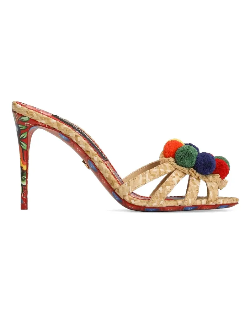 Dolce & Gabbana raffia mules with embroidery - Nude Nude