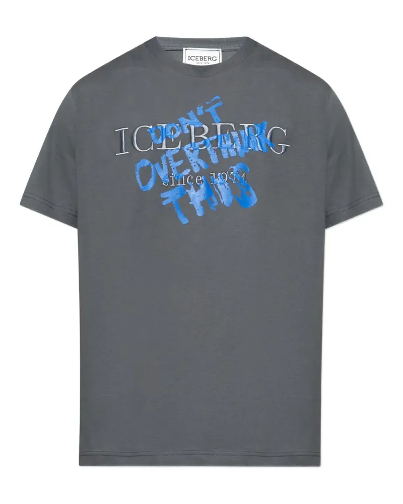 Iceberg Besticktes T-Shirt mit Graffiti-Print - Grau Grau