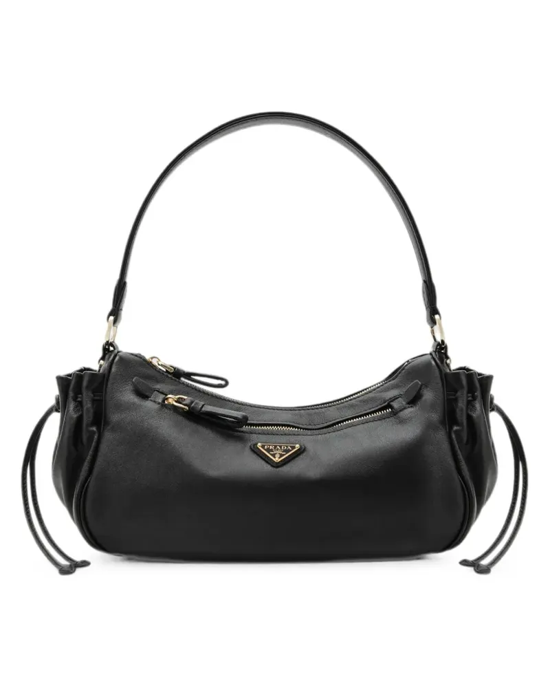 Prada Schultertasche mit Logo-Schild - Schwarz Schwarz
