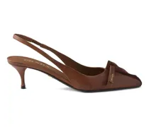 Slingback-Pumps mit Schleife - Braun