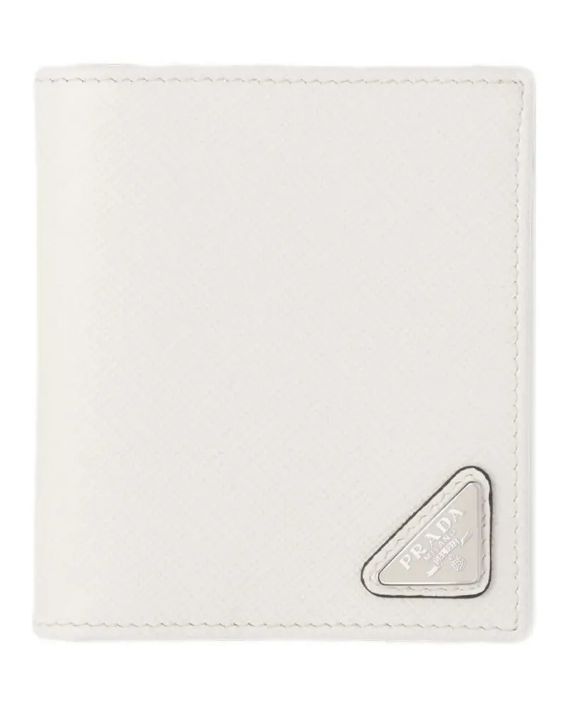 Prada Portemonnaie aus Saffiano-Leder mit Triangel-Logo - Weiß Weiß