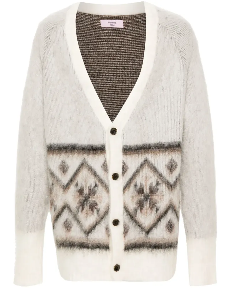 Martine Rose Gebürsteter Cardigan mit Fair-Isle-Muster - Weiß Weiß