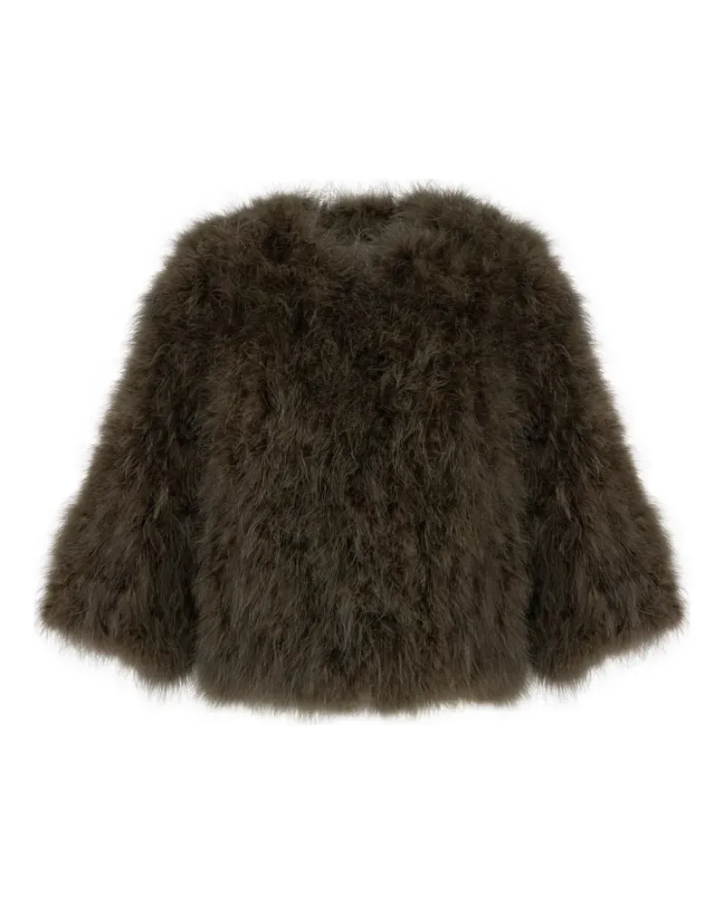 Yves Salomon Cropped-Jacke mit Federn - Grün Grün