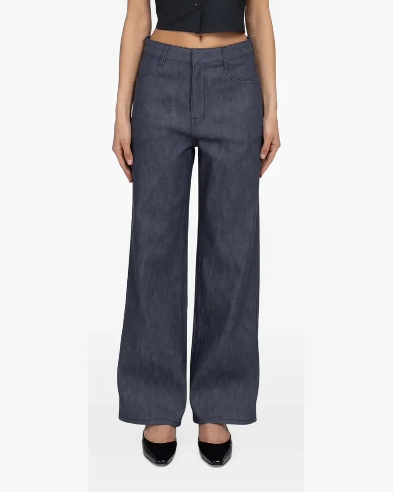 AMOMENTO Straight-Leg-Jeans - Blau Blau