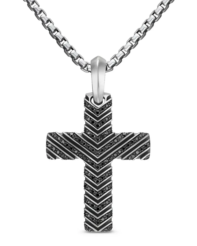 David Yurman Kreuzanhänger aus Sterlingsilber mit Diamanten Silber