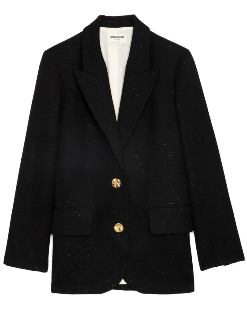 Zadig & Voltaire Einreihiges Tweed-Sakko - Schwarz Schwarz