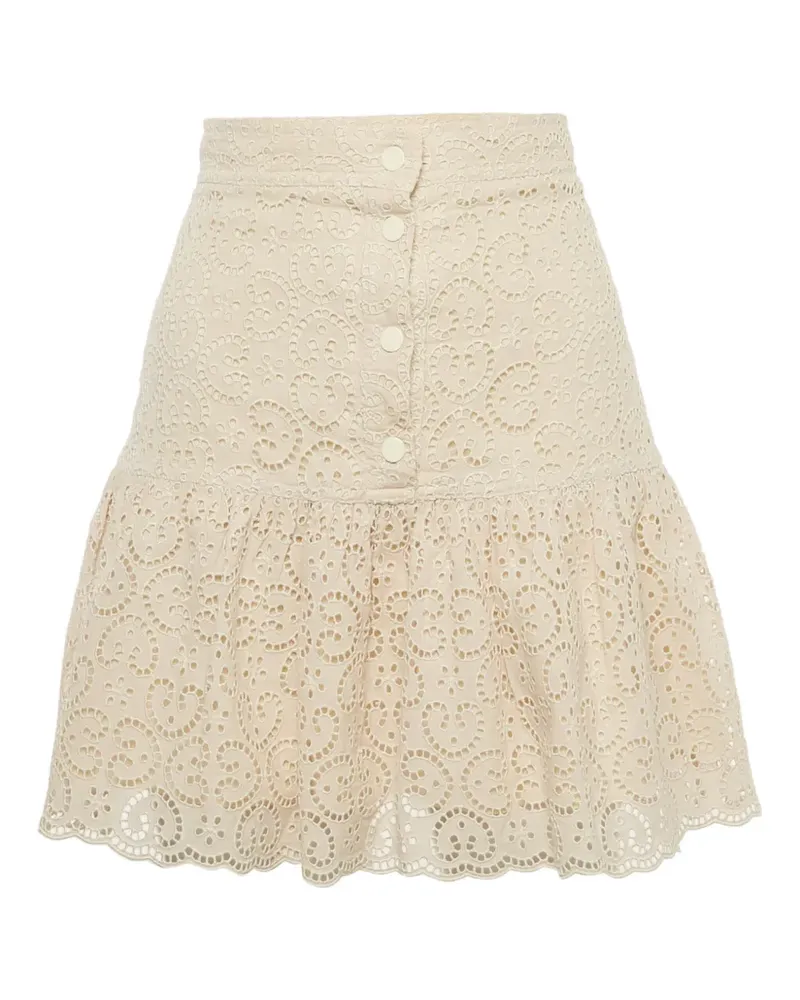 Sandro Gestufter Rock mit Lochstickerei - Nude Nude