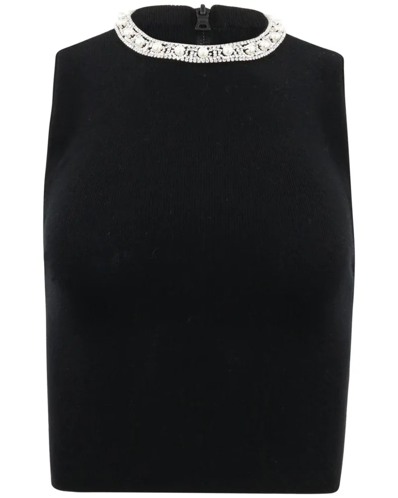 Alice + Olivia Amity Top mit Perlenverzierung - Schwarz Schwarz
