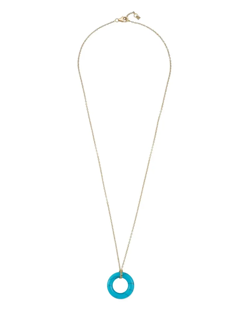 MATEO 14kt Donut Gelbgoldhalskette mit Türkis und Diamant Gold