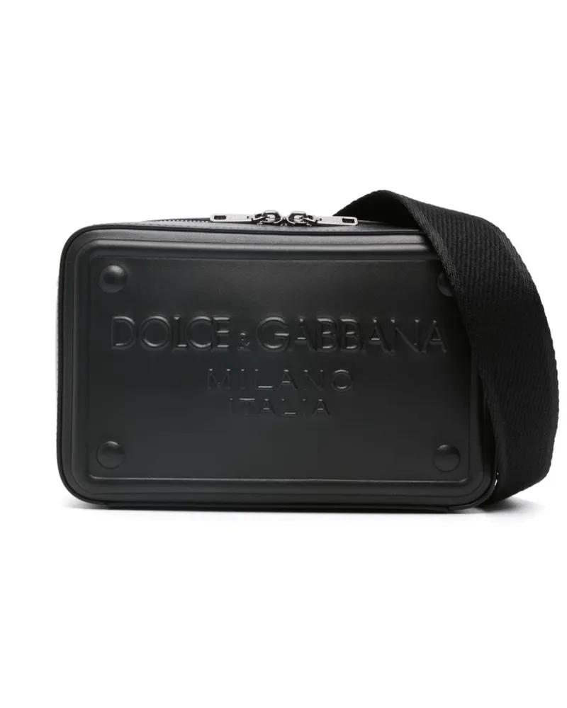 Dolce & Gabbana Schultertasche mit erhöhtem Logo - Schwarz Schwarz