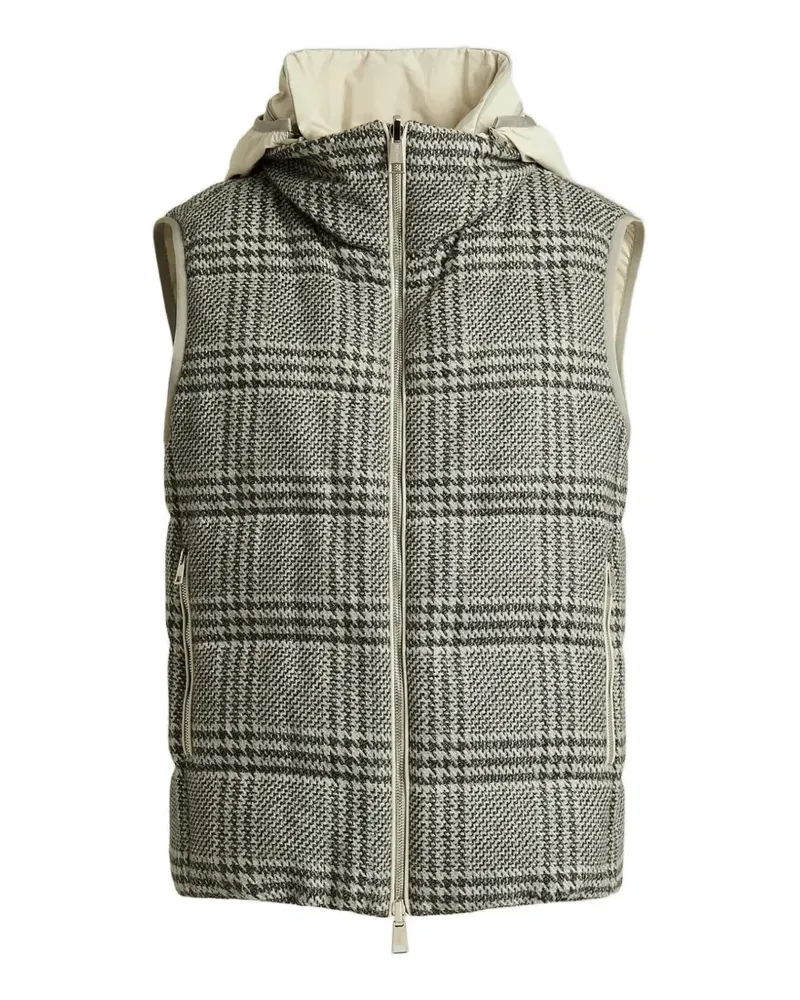 Kiton Wendbare Weste mit Prince of Wales Check - Grau Grau
