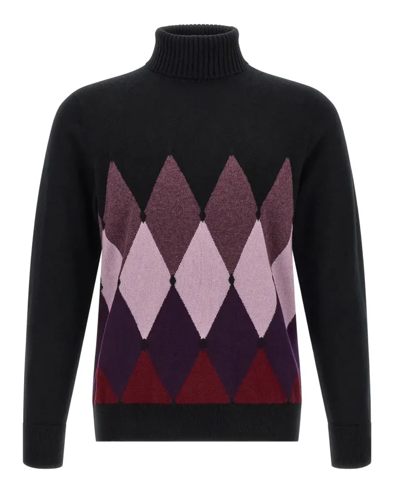 Ballantyne diamond intarsia turtleneck sweater - Schwarz Schwarz