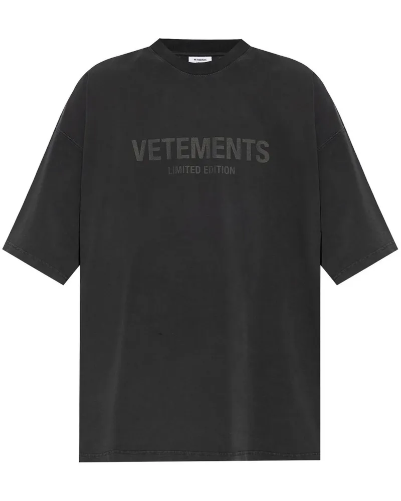VETEMENTS T-Shirt mit Logo-Print Schwarz