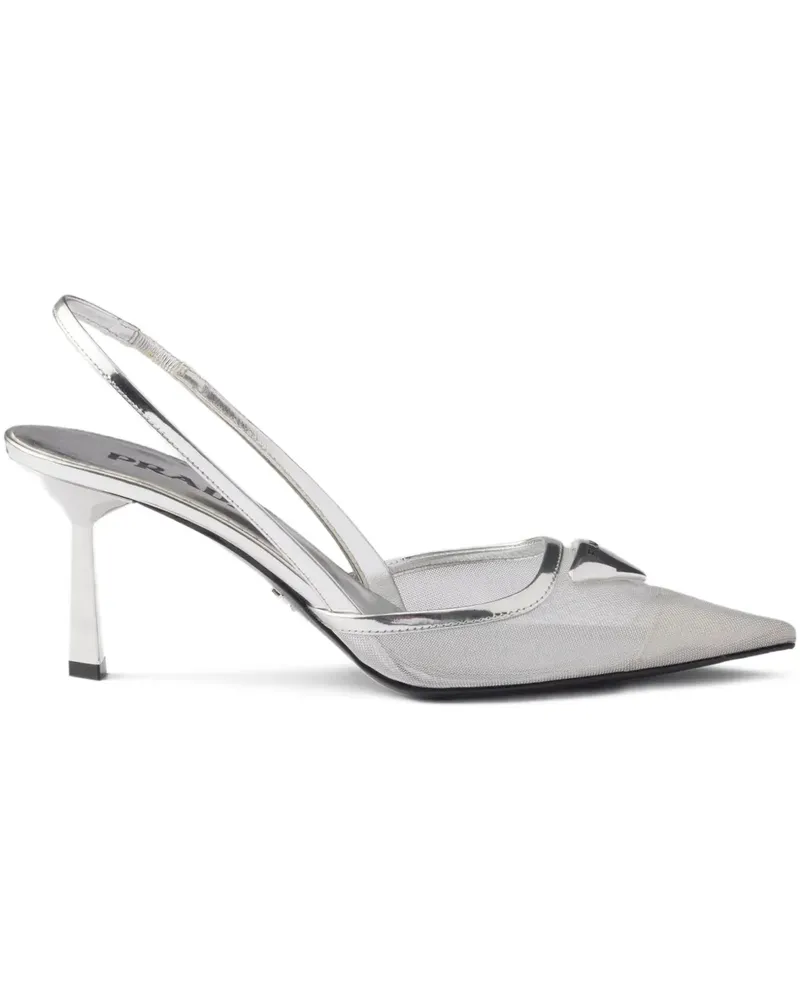 Prada Slingback-Pumps mit Triangel-Logo 75mm - Weiß Weiß