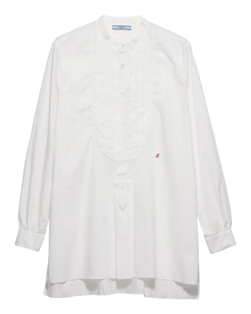 Prada logo-embroidered cotton shirt - Weiß Weiß